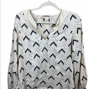 Anthropologie Eyelet Chevron Blouse